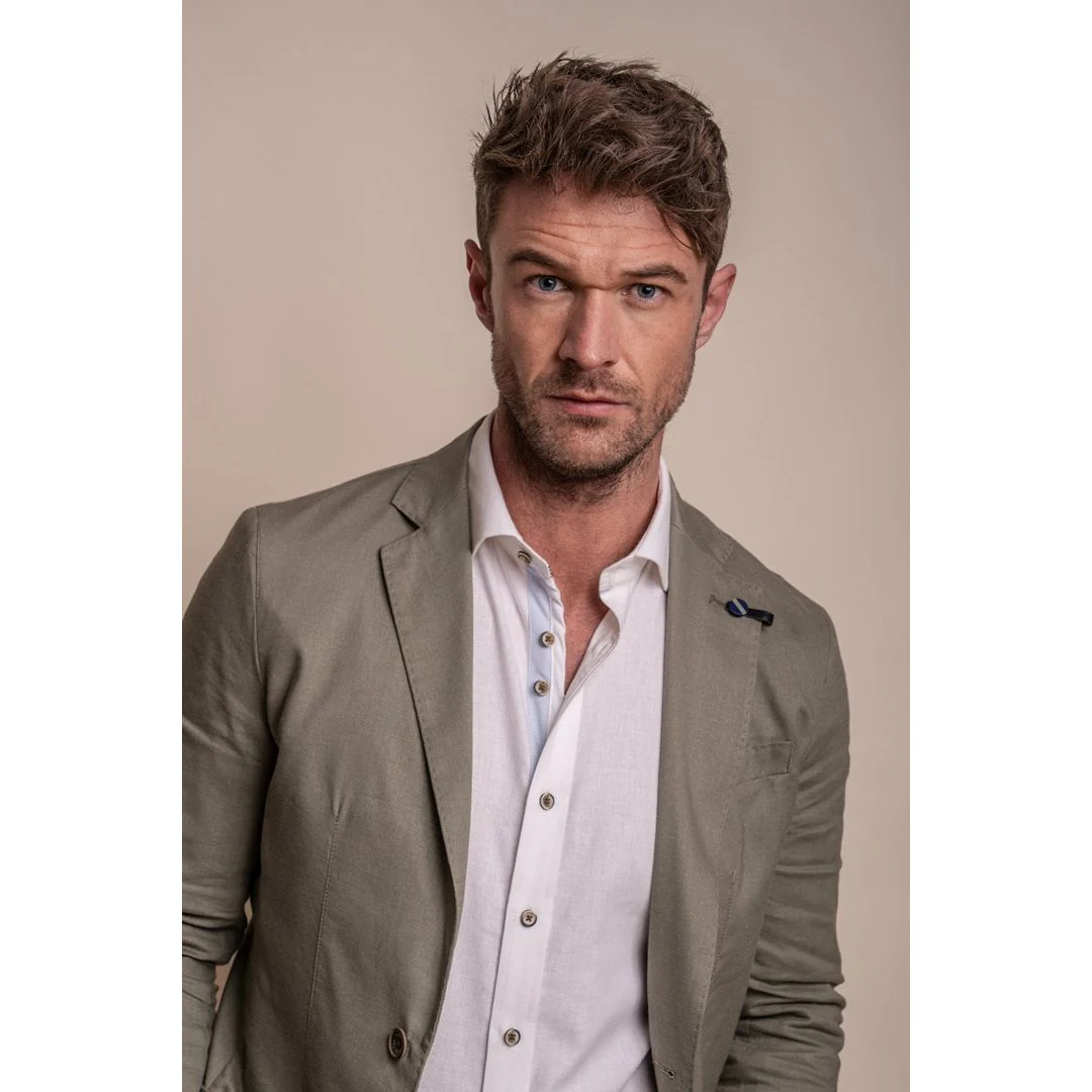 Alvari – Men’s Sage Linen Summer 2 Piece Wedding Suit - Image 6