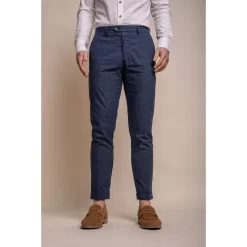Alvari – Men’s Navy Linen Summer Trousers