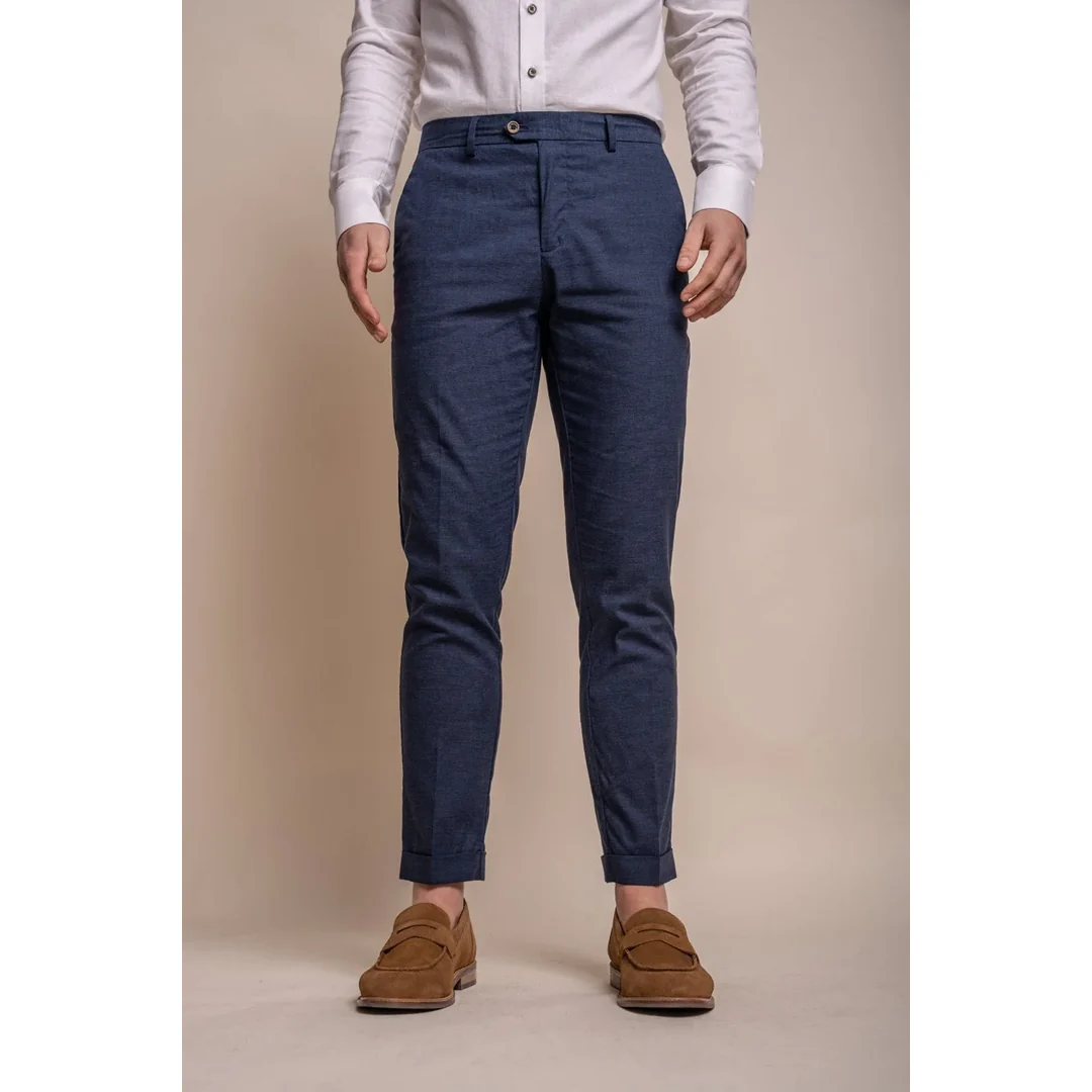 Alvari – Men’s Navy Linen Summer Trousers