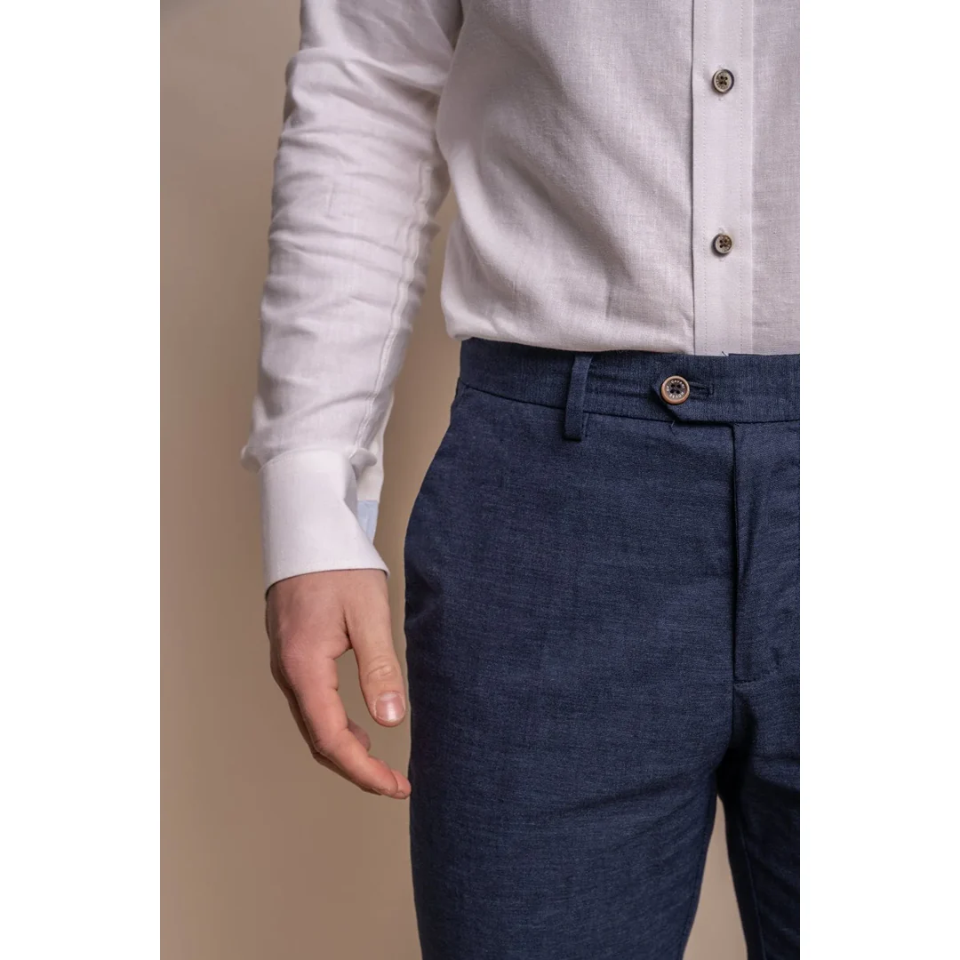Alvari – Men’s Navy Linen Summer Trousers - Image 3