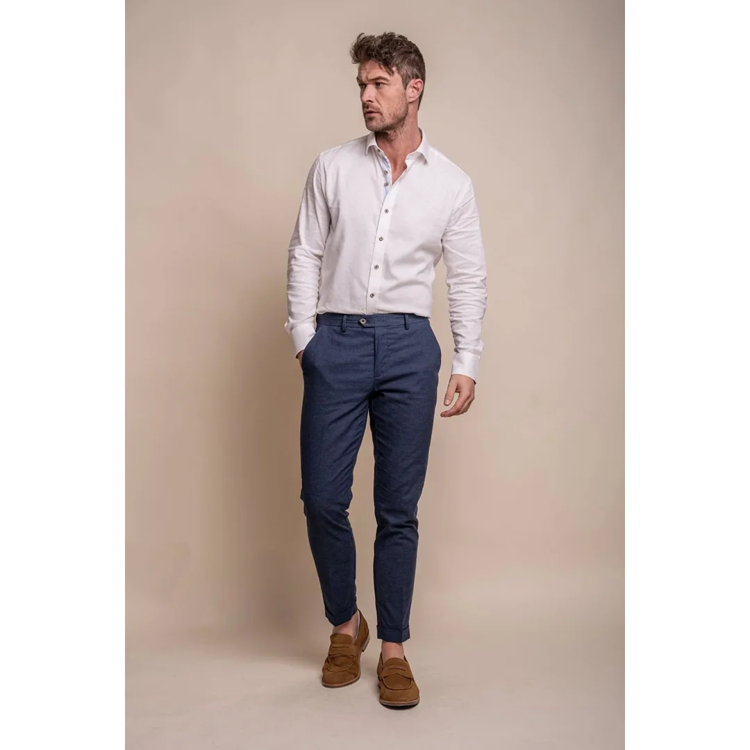 Alvari – Men’s Navy Linen Summer Trousers - Image 4