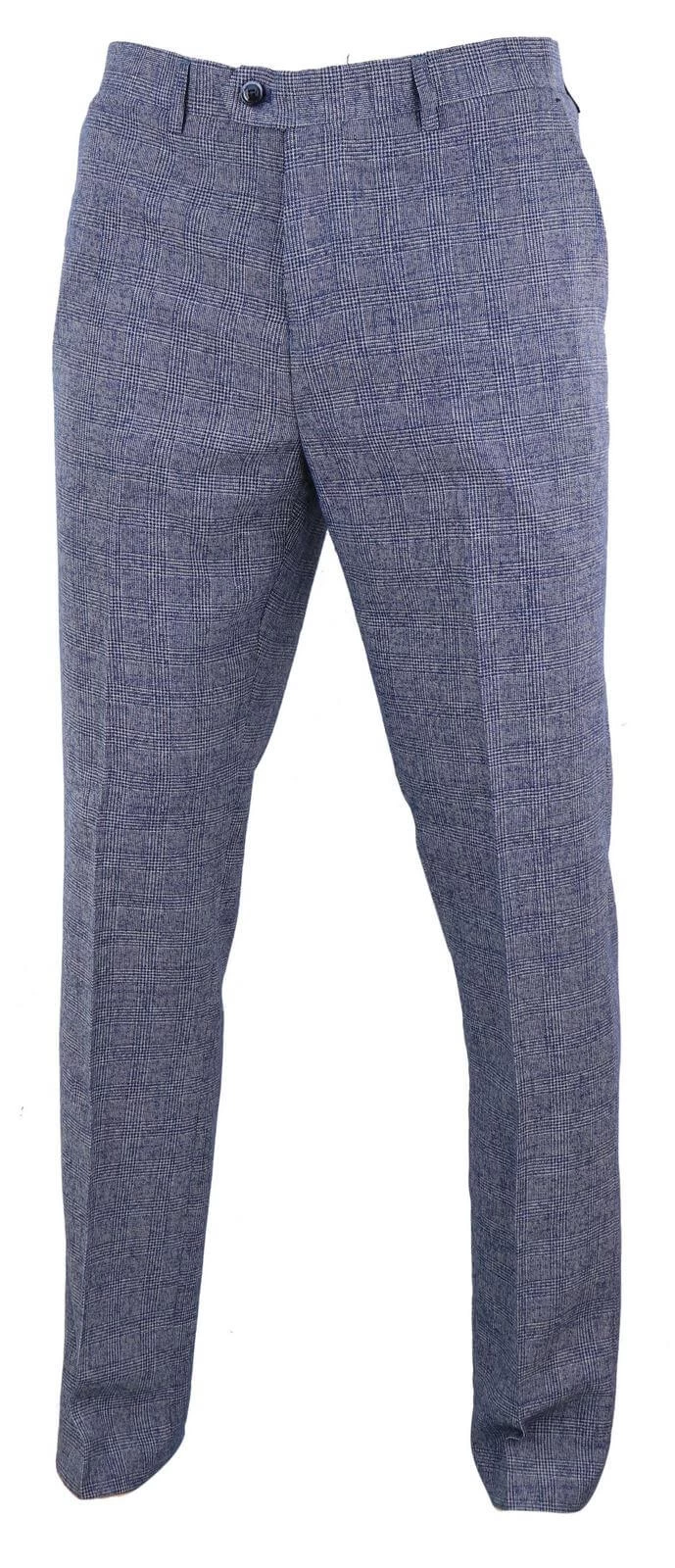 Cavani Antonio – Men’s Grey-Blue Check Vintage Trousers – Regular Length - Image 2