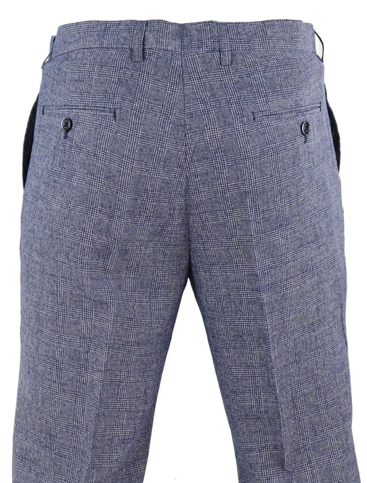 Cavani Antonio – Men’s Grey-Blue Check Vintage Trousers – Regular Length - Image 3