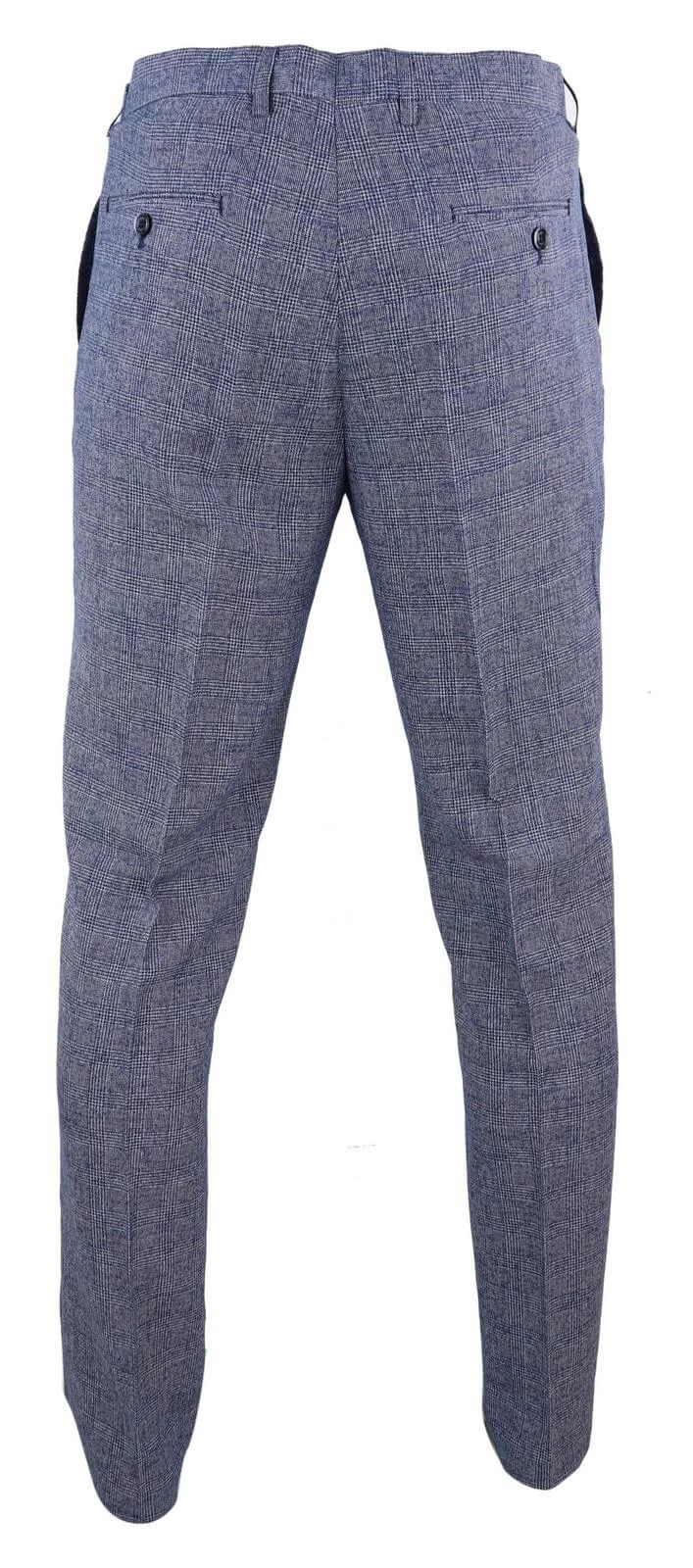 Cavani Antonio – Men’s Grey-Blue Check Vintage Trousers – Regular Length - Image 4