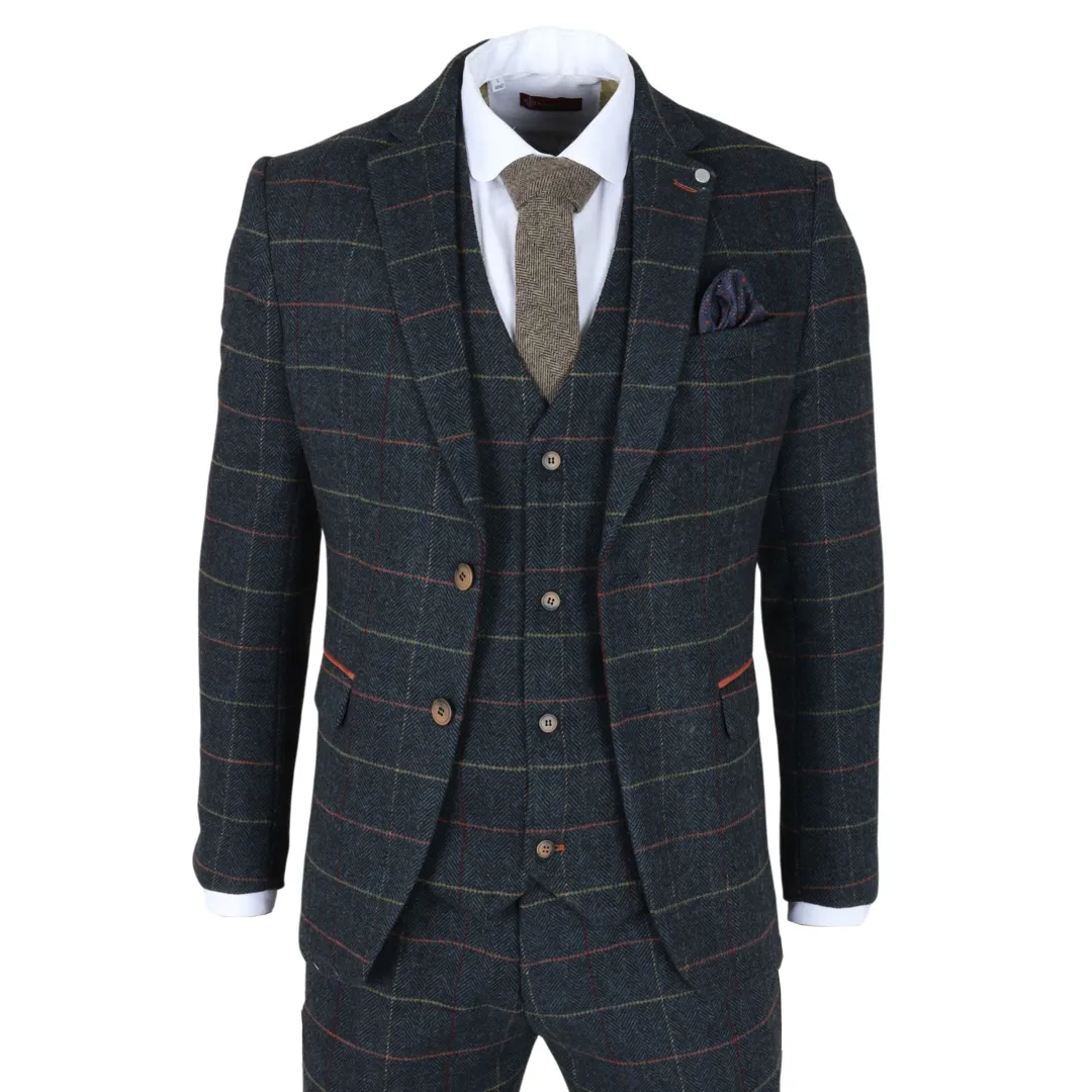 Archer – Men’s Navy Checked Herringbone Tweed Blazer