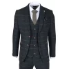 Archer – Men’s Navy Checked Herringbone Tweed 3 Piece Suit