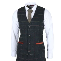 Archer – Men’s Navy Checked Herringbone Tweed Waistcoat