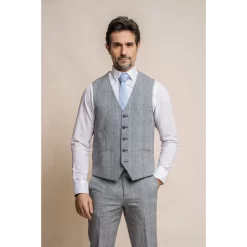 Arriga – Men’s Grey Blue Check Waistcoat
