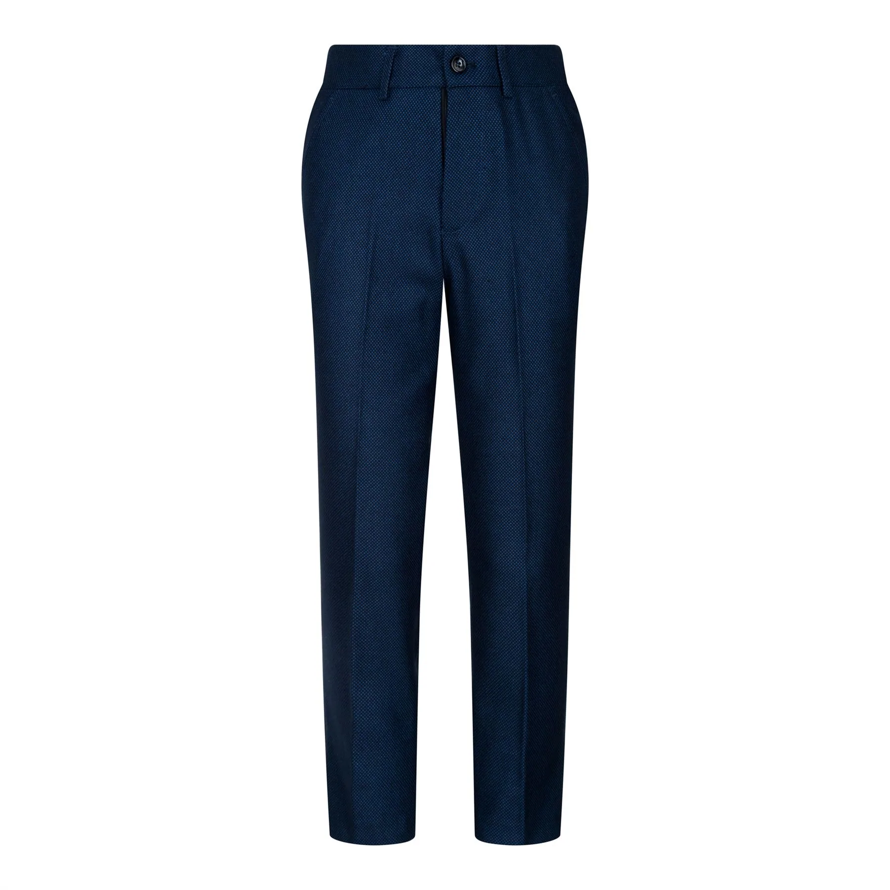 Boys Navy Blue 3 Piece Tweed Birdseye Suit Smart Formal Wedding Classic 1920s - Image 7