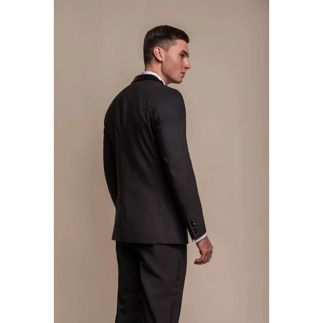 Aspen – Men’s Plain Black Tuxedo Blazer - Image 2