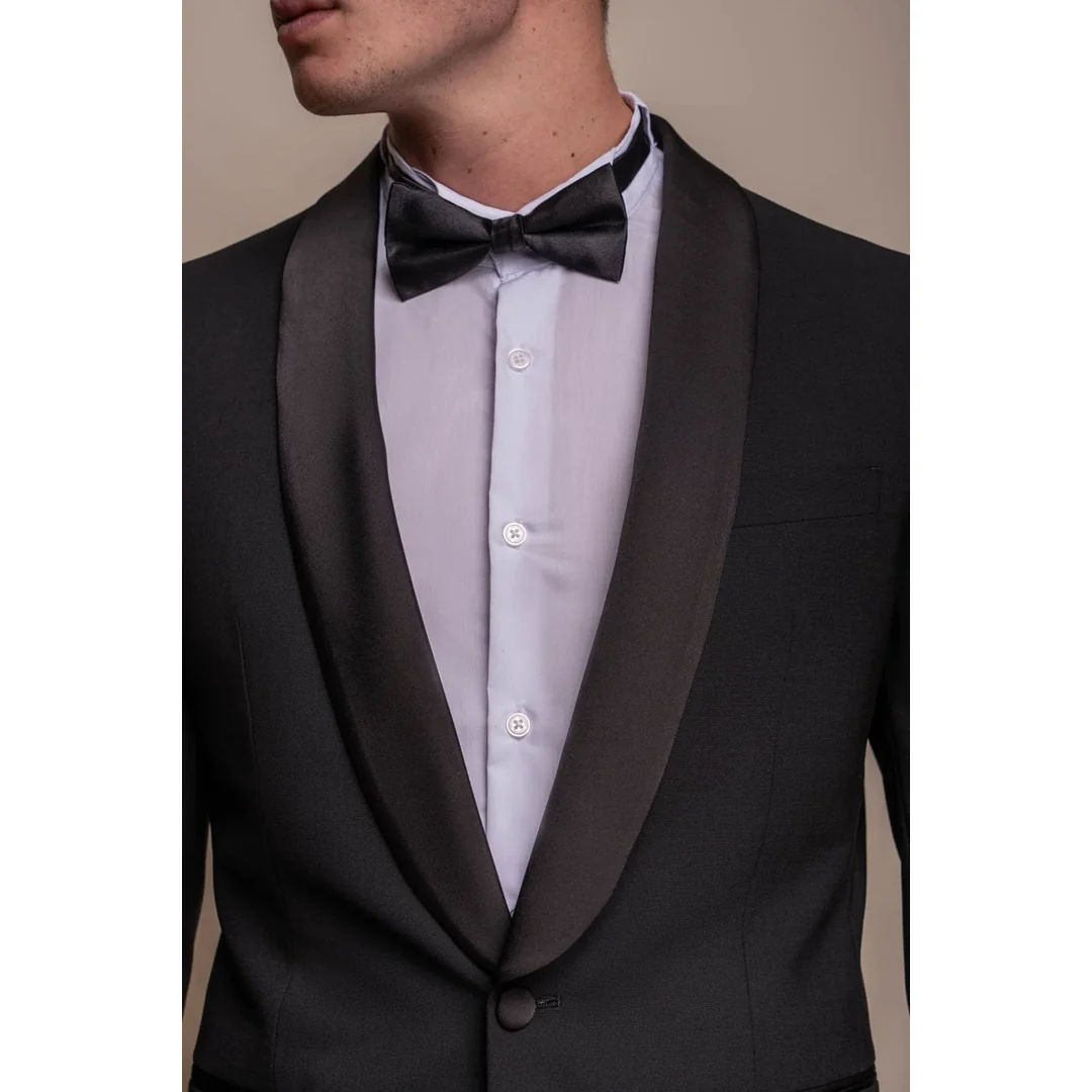 Aspen – Men’s Plain Black Tuxedo Blazer - Image 3