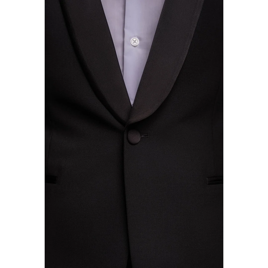 Aspen – Men’s Plain Black Tuxedo Blazer - Image 4