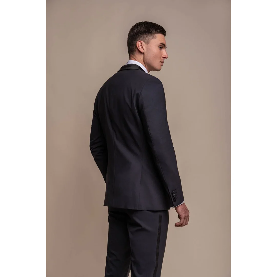 Aspen – Men’s Plain Navy Tuxedo Blazer - Image 4
