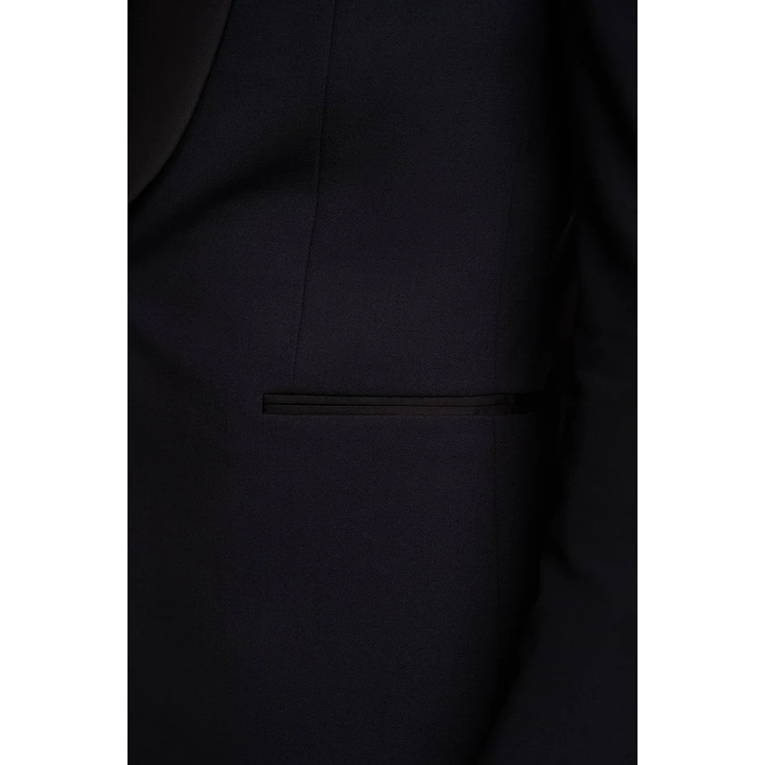 Aspen – Men’s Plain Navy Tuxedo Blazer - Image 6