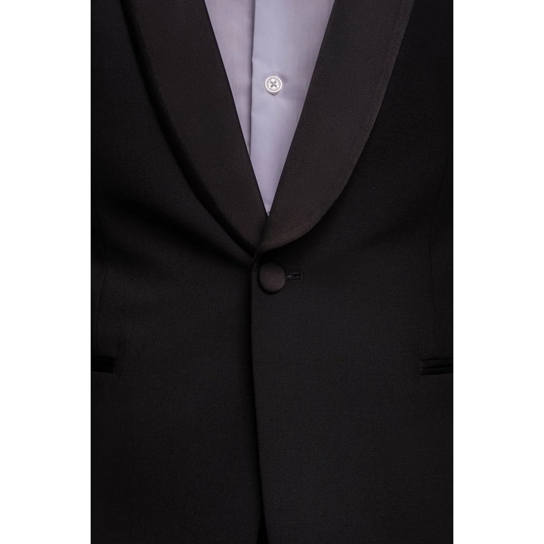 Aspen – Men’s Black Tuxedo 2 Piece Wedding Suit - Image 4