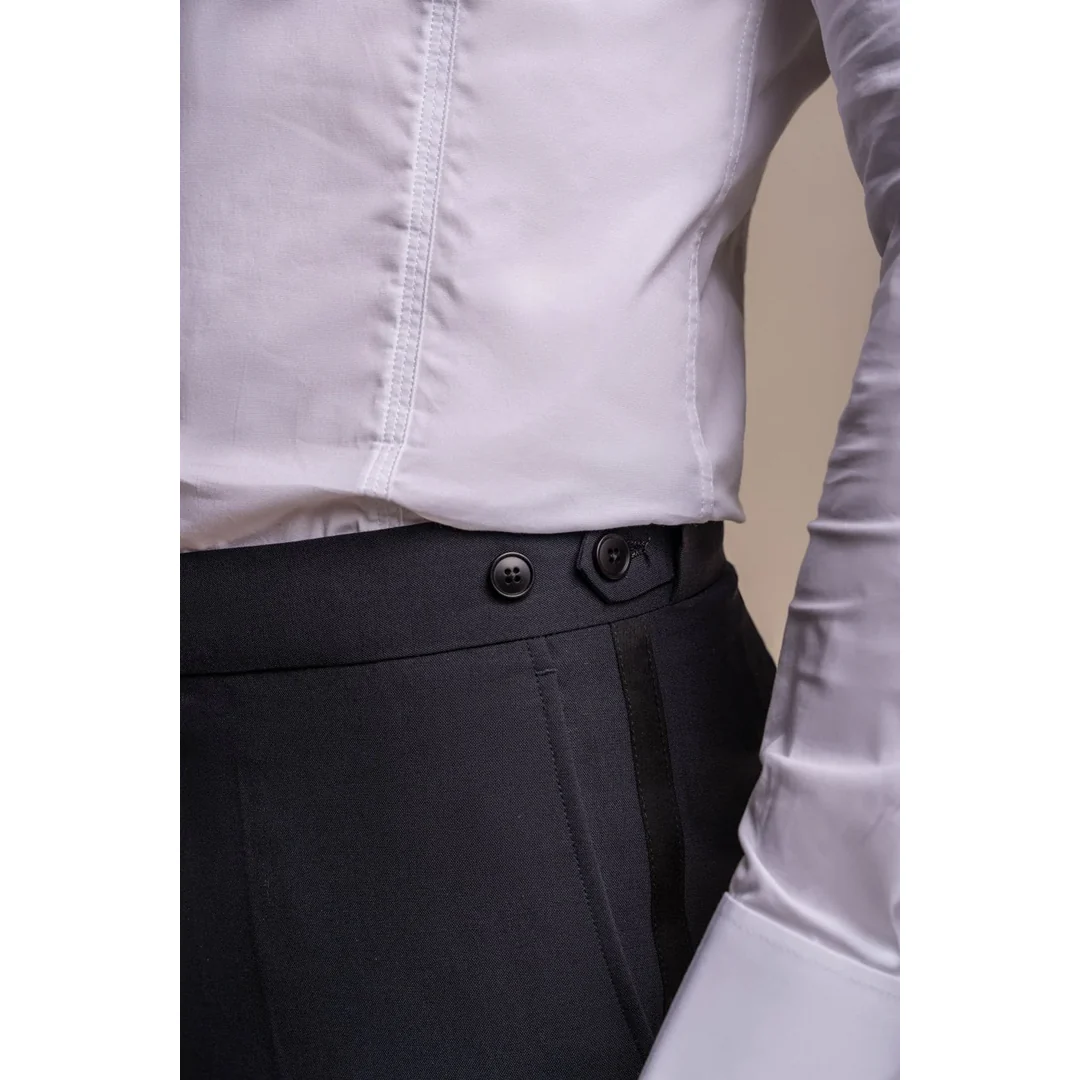 Aspen – Men’s Plain Navy Classic Trousers - Image 5