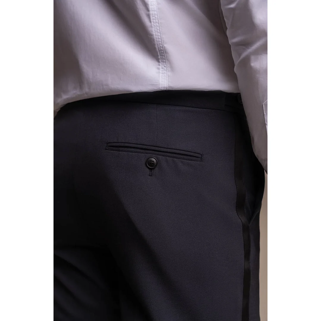 Aspen – Men’s Plain Navy Classic Trousers - Image 6