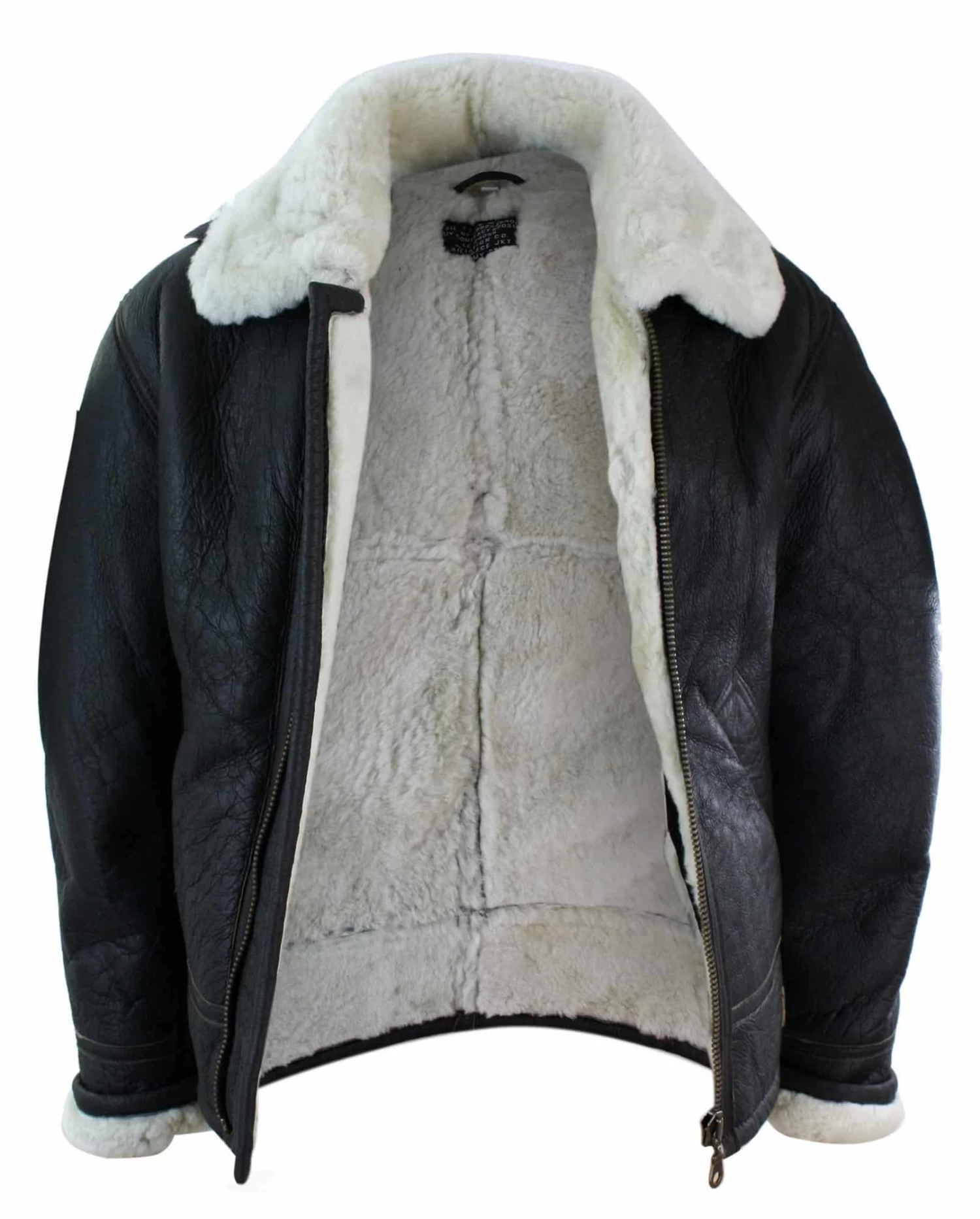 Mens Real Leather Sherling Sheepskin Original B3 Flying Pilot Jacket Warm Winter-B3 Brown Cream - Image 5