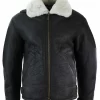 Mens Real Leather Sherling Sheepskin Original B3 Flying Pilot Jacket Warm Winter-B3 Brown Cream