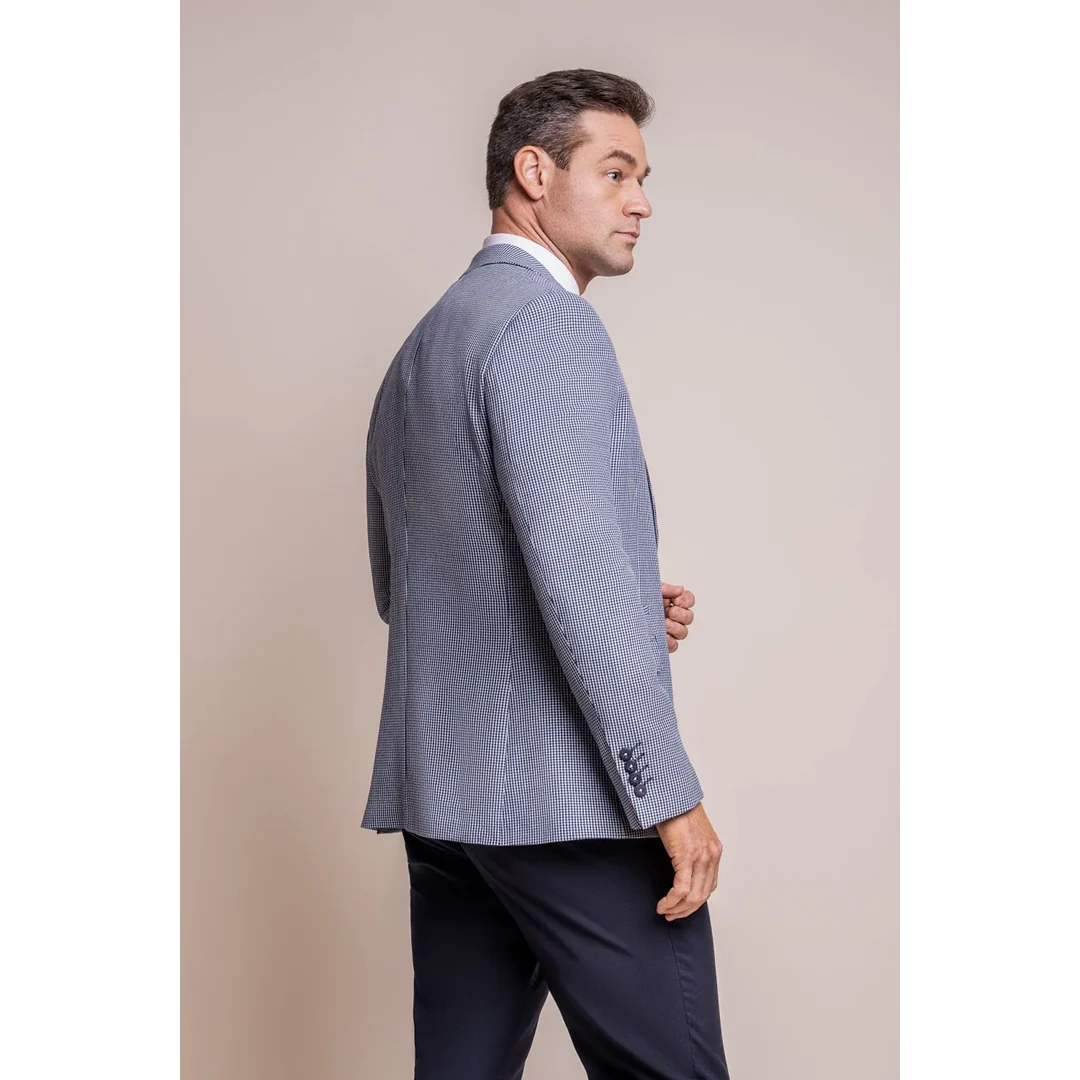 Baresi – Men’s Blue Check Summer Blazer - Image 2