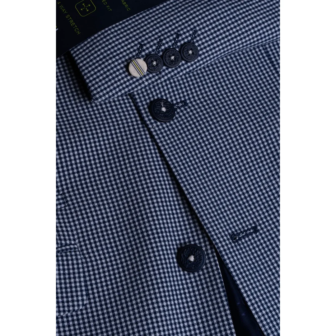 Baresi – Men’s Blue Check Summer Blazer - Image 5