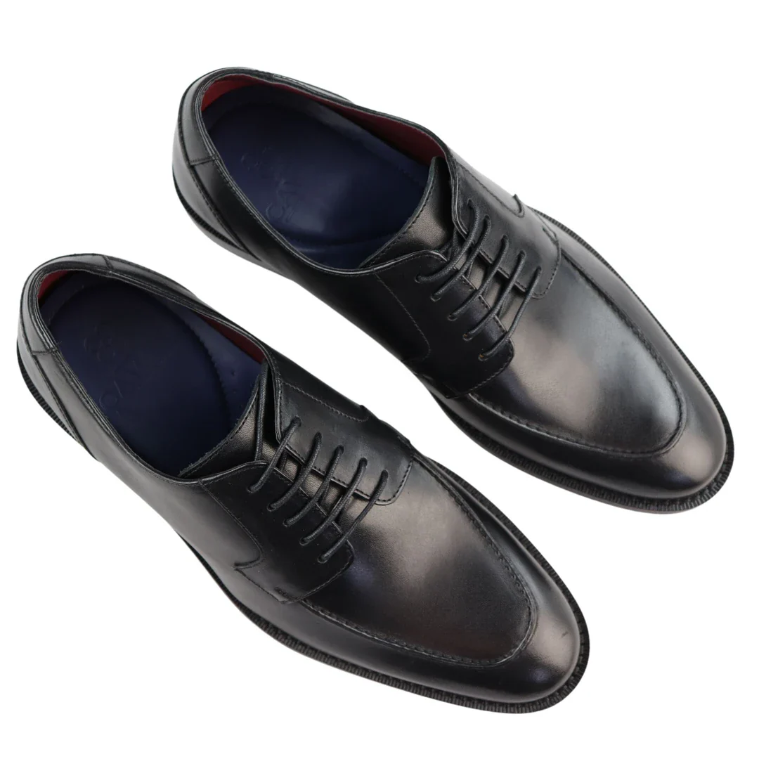 Mens Real Full Leather Black Welted Derby Shoes Smart Casual Black Wine Classic Vintage - Image 3