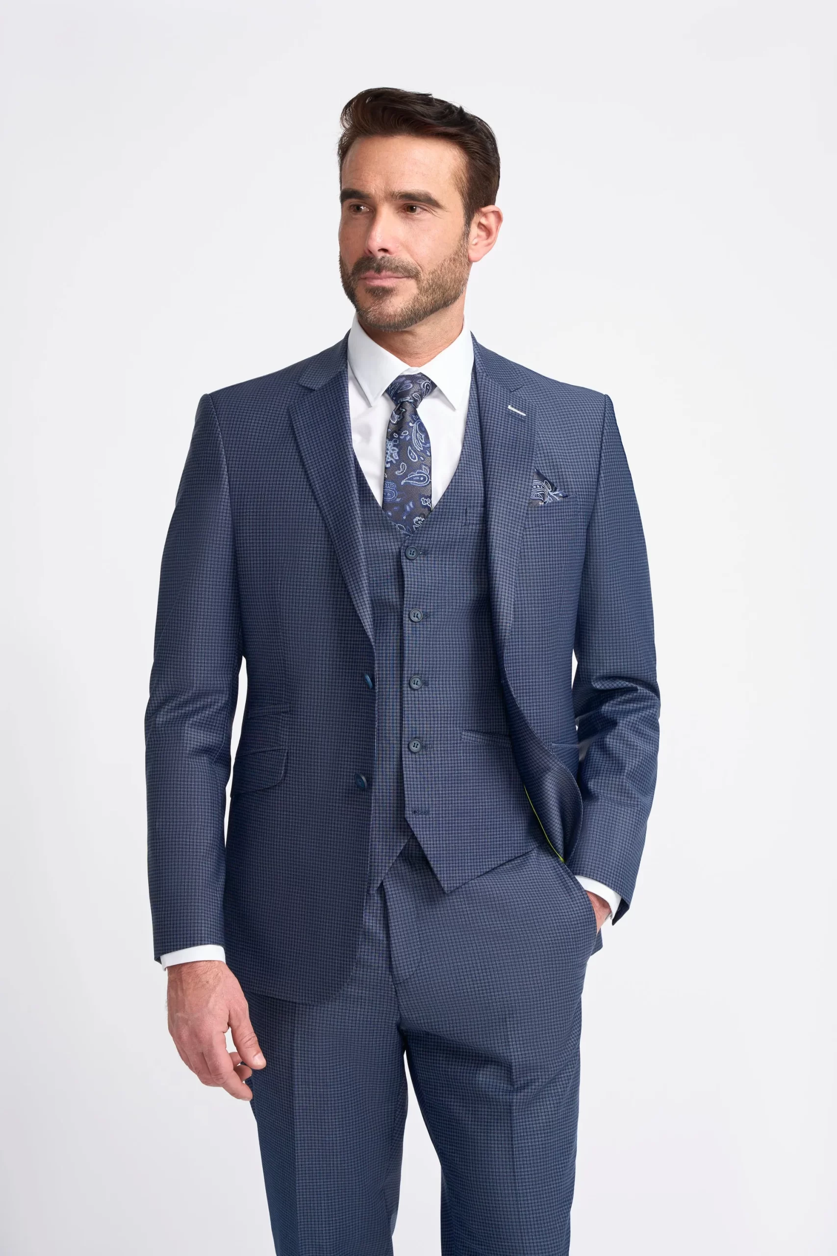 Bond – Men’s Navy Check Tailored Fit Blazer
