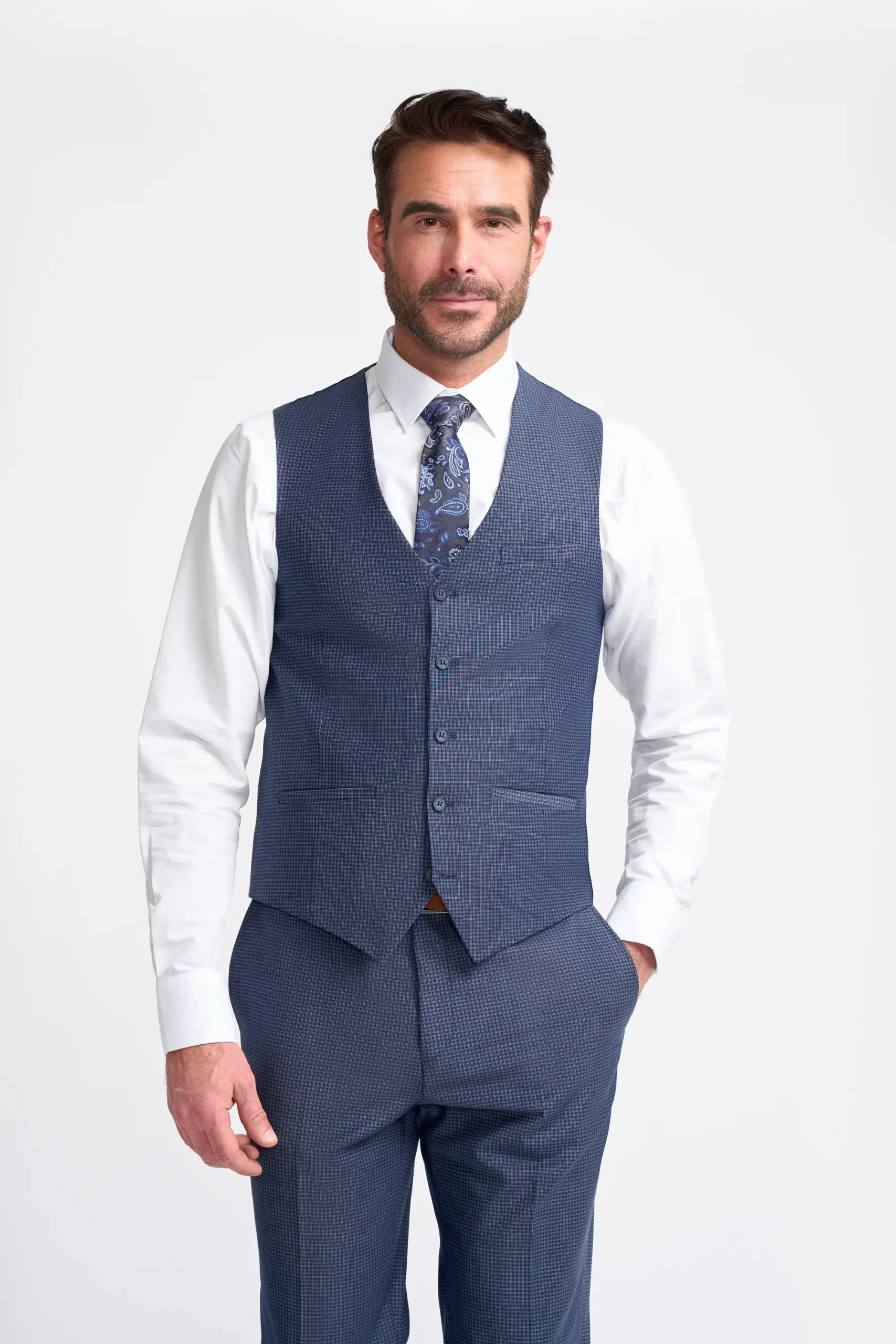 Bond – Men’s Navy Check 3 Piece Tailored Fit Suit - Image 6