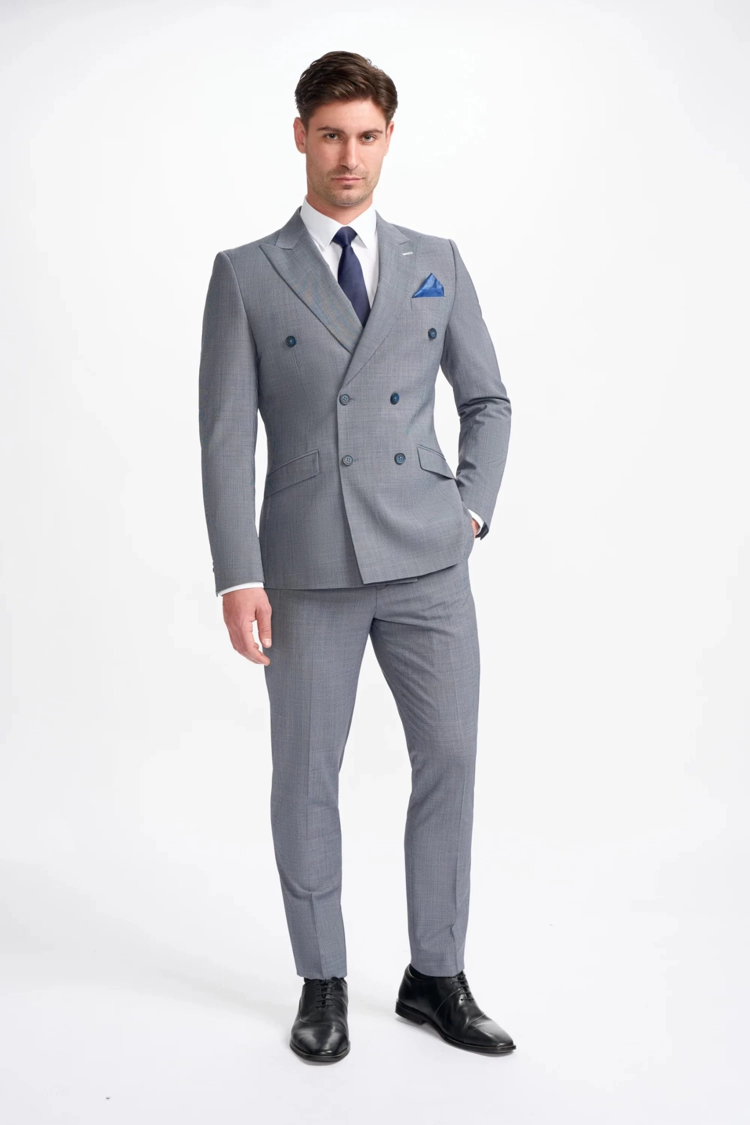 Bond – Men’s Grey 2 Piece Double Breasted Suit - Image 6