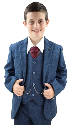 Boys Blue Tweed 3 Piece Suit Carnegi – Wedding Suit