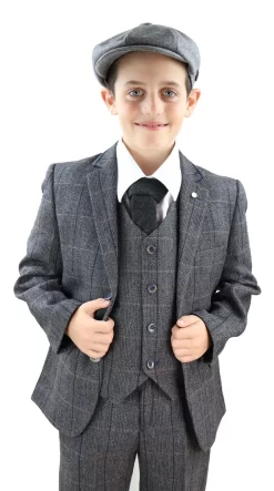 Boys Grey Tweed 3 Piece Peaky Blinders Suit Albert – Wedding Suit