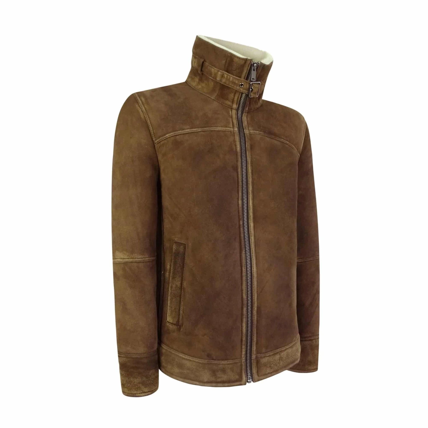Infinity Men’s Tan-Brown Shearling Sheepskin Jacket - Image 5