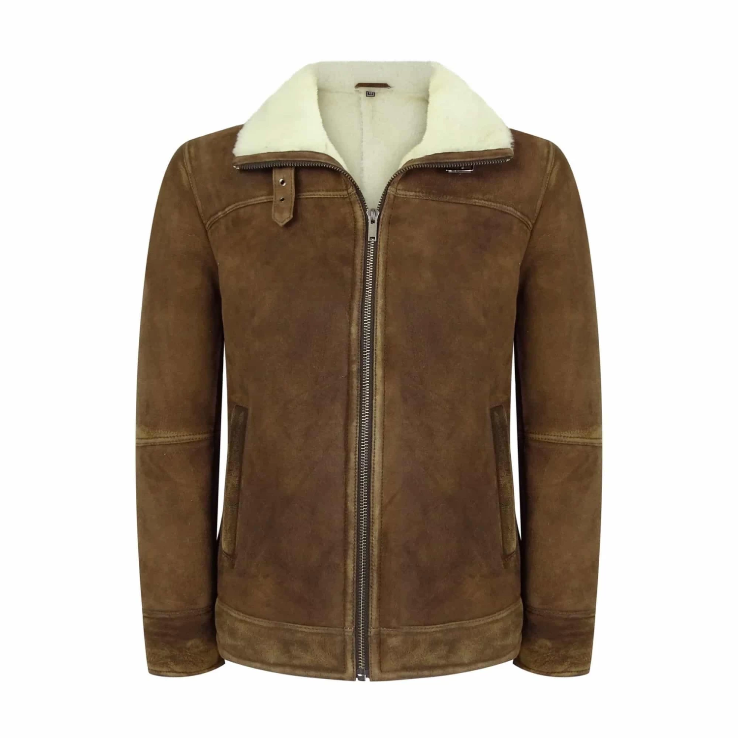 Infinity Men’s Tan-Brown Shearling Sheepskin Jacket - Image 2