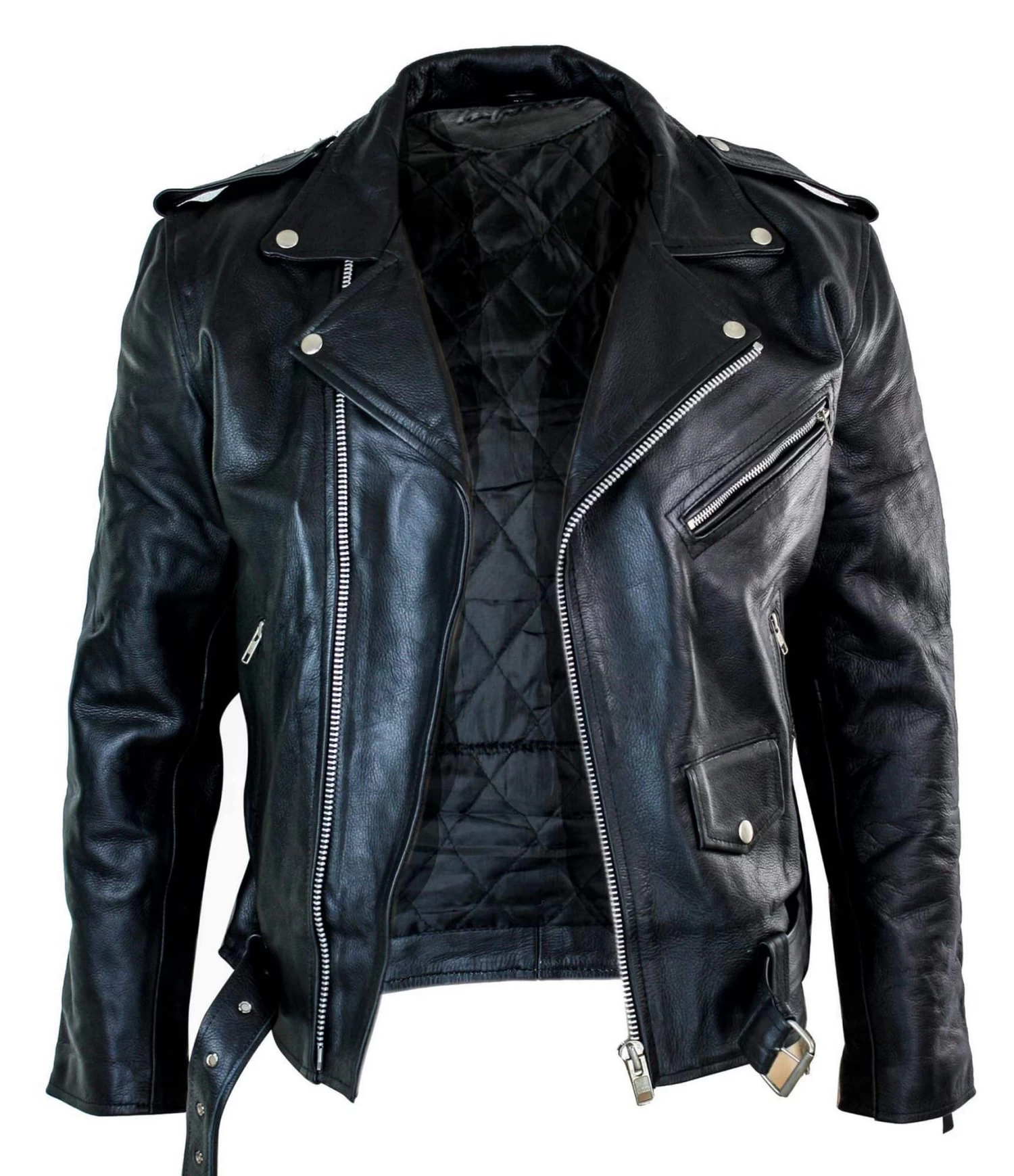 Infinity Real Leather Brando Hide Mens Cow Hide Original Cross Zip Brando Biker Motorcycle Men’s Jacket - Image 2