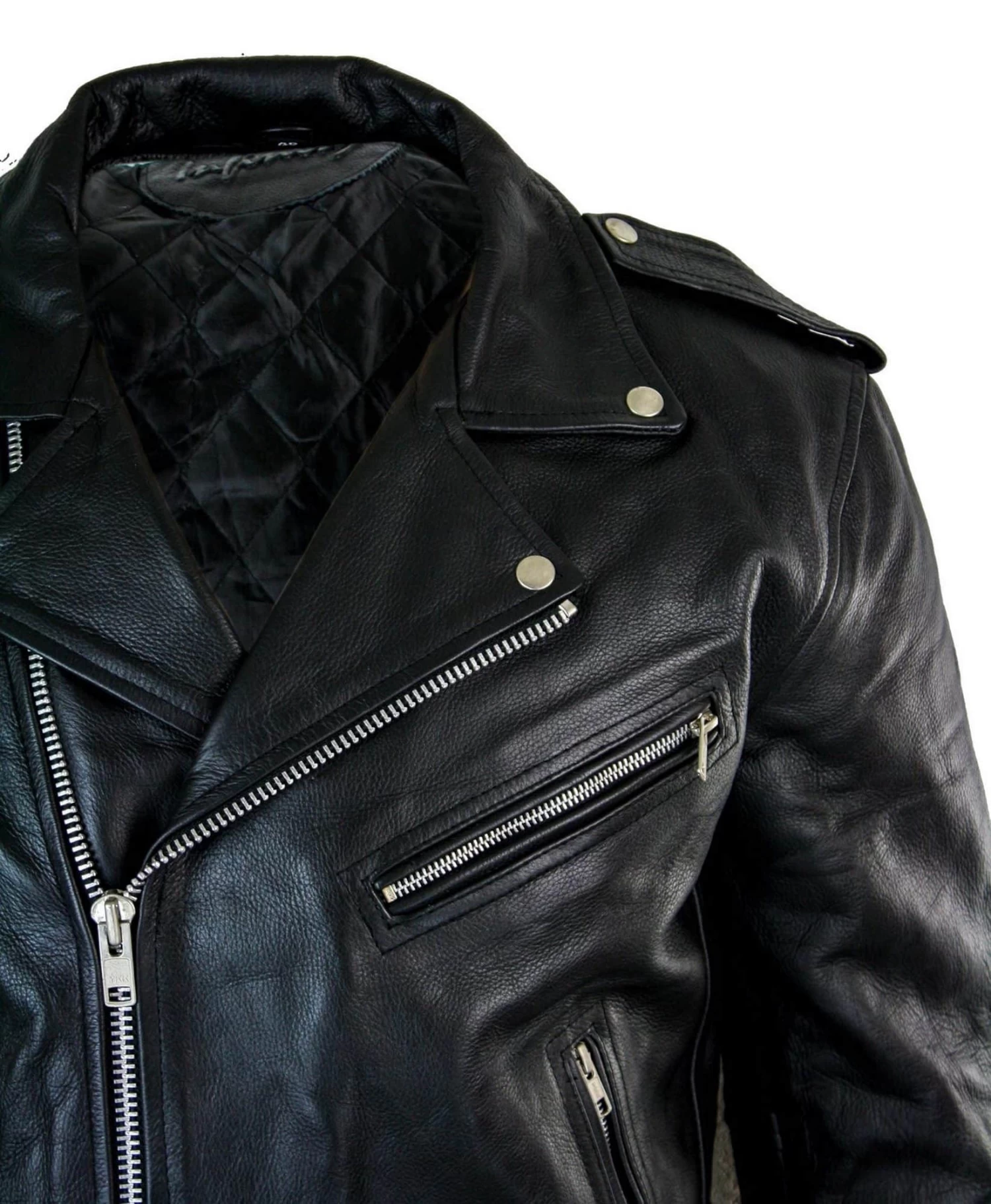 Infinity Real Leather Brando Hide Mens Cow Hide Original Cross Zip Brando Biker Motorcycle Men’s Jacket - Image 4