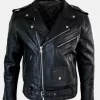 Infinity Real Leather Brando Hide Mens Cow Hide Original Cross Zip Brando Biker Motorcycle Men’s Jacket
