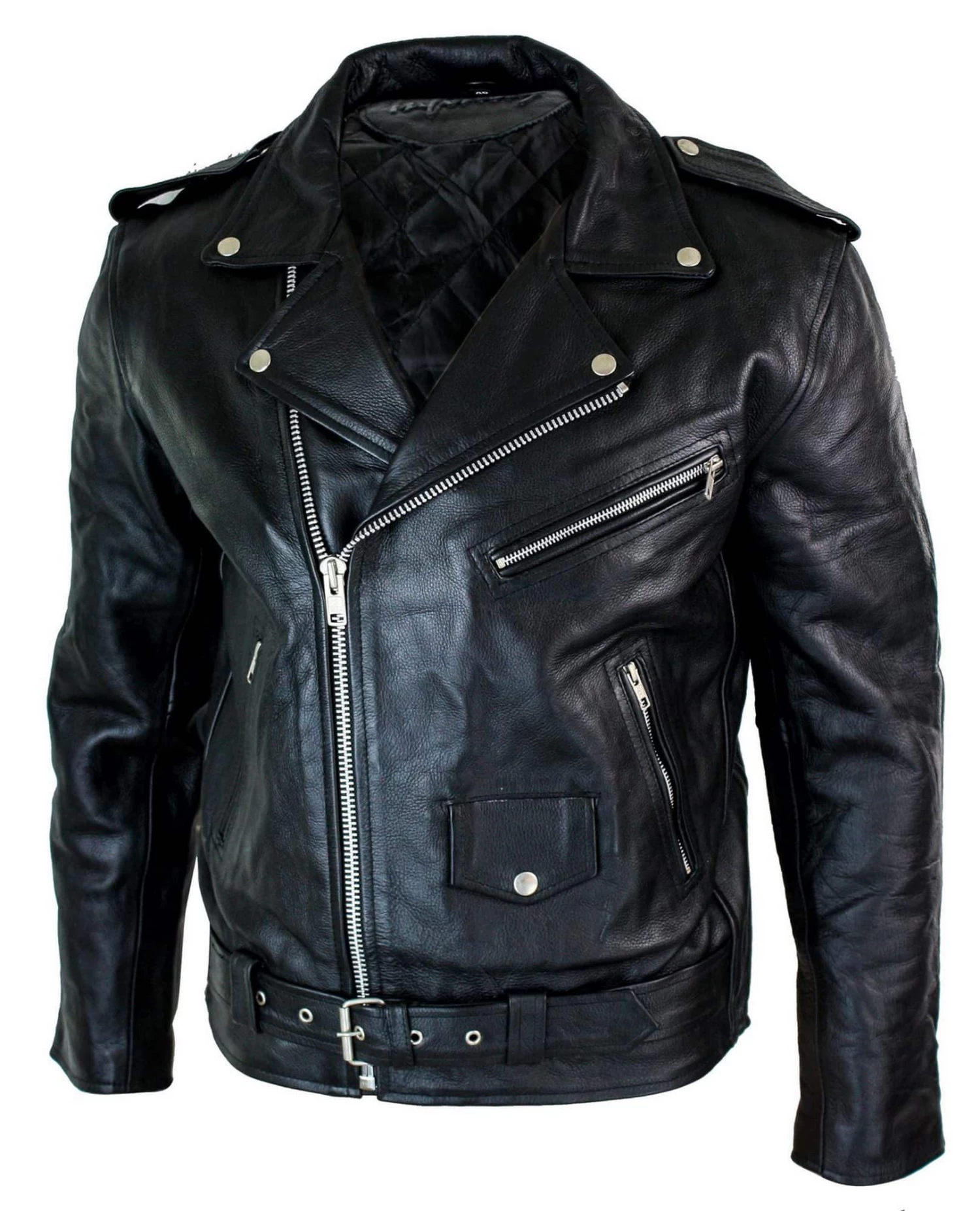 Infinity Real Leather Brando Hide Mens Cow Hide Original Cross Zip Brando Biker Motorcycle Men’s Jacket - Image 5