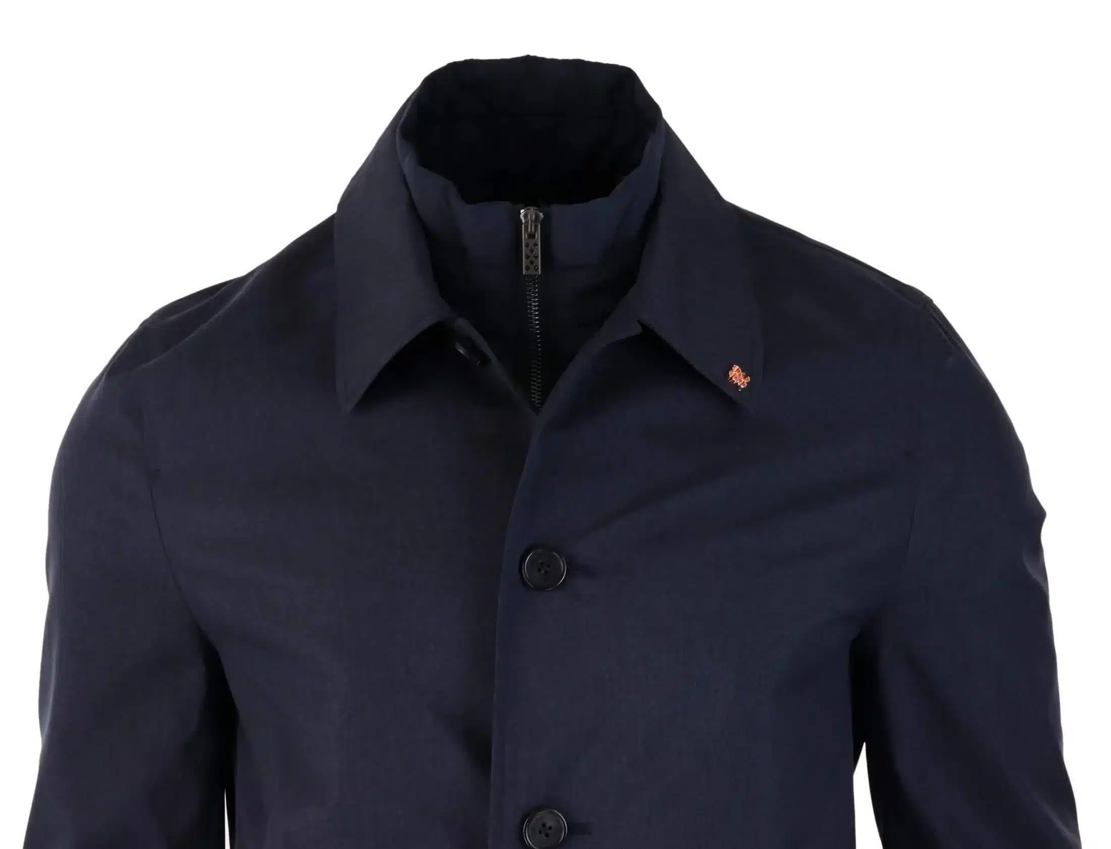 Mens Brando Navy Overcoat - Image 2