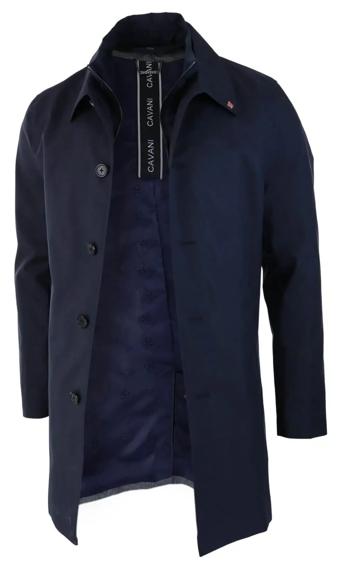 Mens Brando Navy Overcoat - Image 4