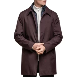 Men’s Brando Mac Burgundy Overcoat Jacket High Collar Zip Button 3/9
