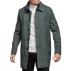 Men’s Brando Mac Olive Overcoat Jacket High Collar Zip Button 3/9