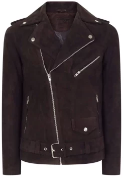 Infinity Real Leather Vintage Cross-Zip Brando Suede Men’s Jacket-Brown