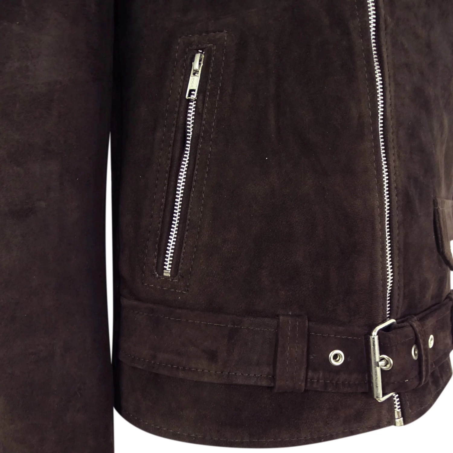 Infinity Real Leather Vintage Cross-Zip Brando Suede Men’s Jacket-Brown - Image 4