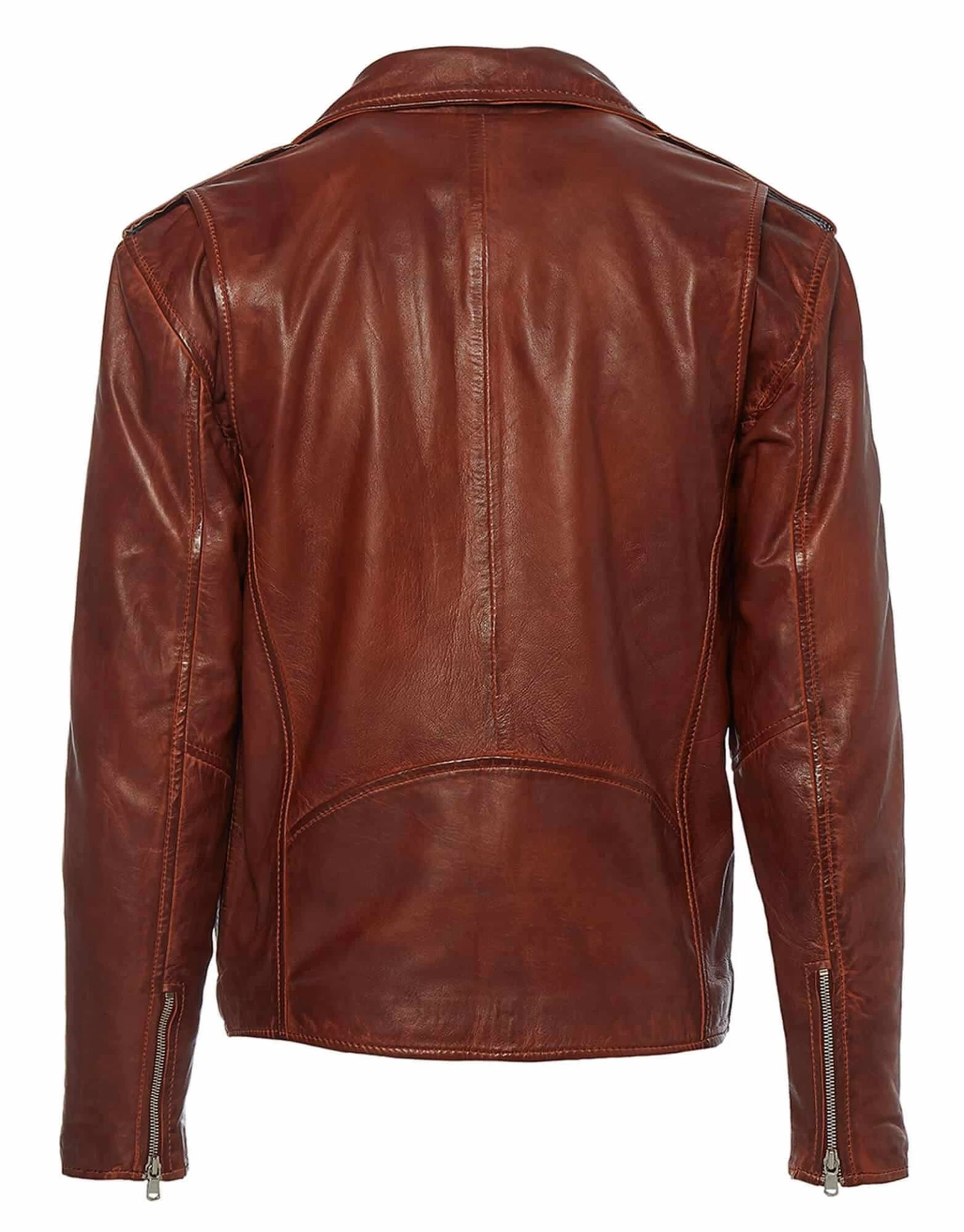 Infinity Real Leather Brando – Mens Cross-Zip Brando Jacket-Tan - Image 2