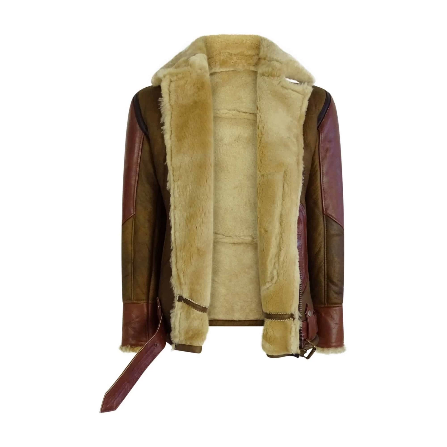 Infinity Men’s Brown Ginger Sheepskin Leather Flying Jacket - Image 2