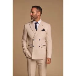 Caridi – Men’s 2 Piece Beige Double Breasted Suit