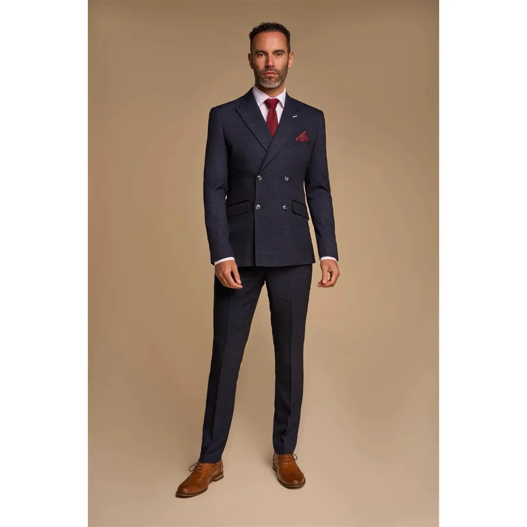 Caridi – Men’s 2 Piece Navy Blue Double Breasted Suit - Image 6