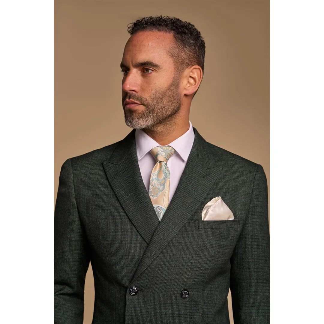 Caridi – Men’s 2 Piece Olive Green Double Breasted Suit - Image 2