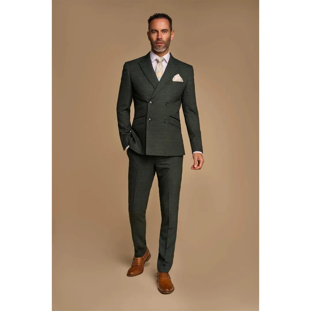 Caridi – Men’s 2 Piece Olive Green Double Breasted Suit - Image 6