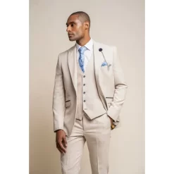 Caridi – Men’s Tweed Beige Wedding Blazer
